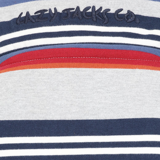 LJ40S - Men's Stripe Quarter Zip Sweatshirt - Grey Marle