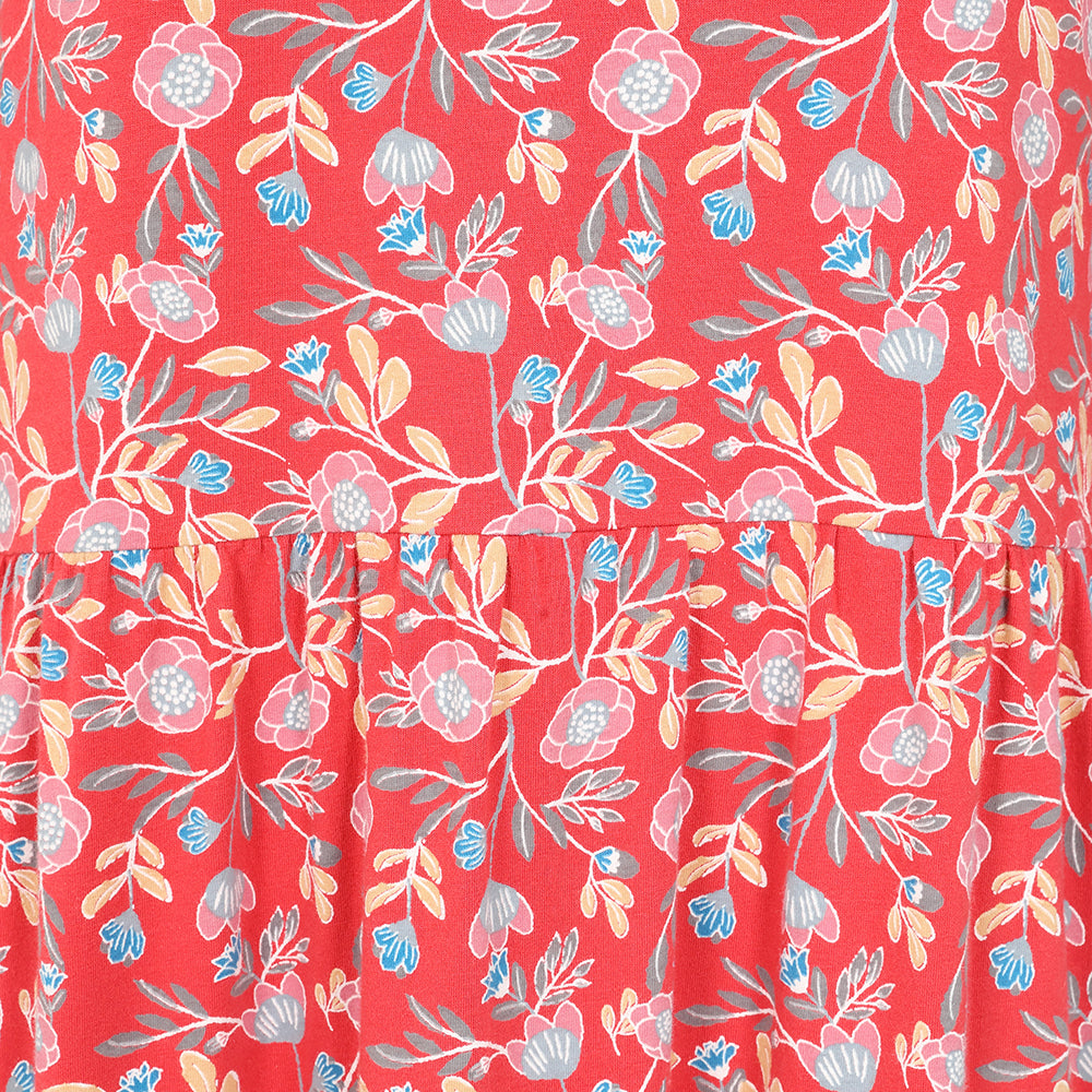LJ534 - Printed Midi Dress - Garland Flowers