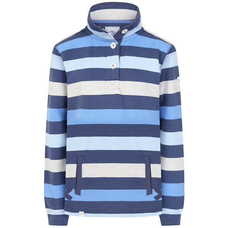LJ6 - Striped Button Neck Sweatshirt - Winter Blues