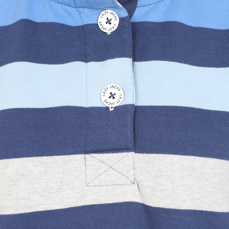 LJ6 - Striped Button Neck Sweatshirt - Winter Blues