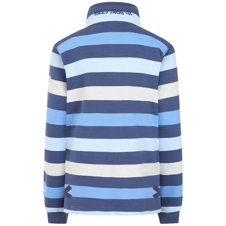 LJ6 - Striped Button Neck Sweatshirt - Winter Blues
