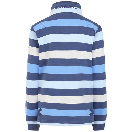 LJ6 - Striped Button Neck Sweatshirt - Winter Blues