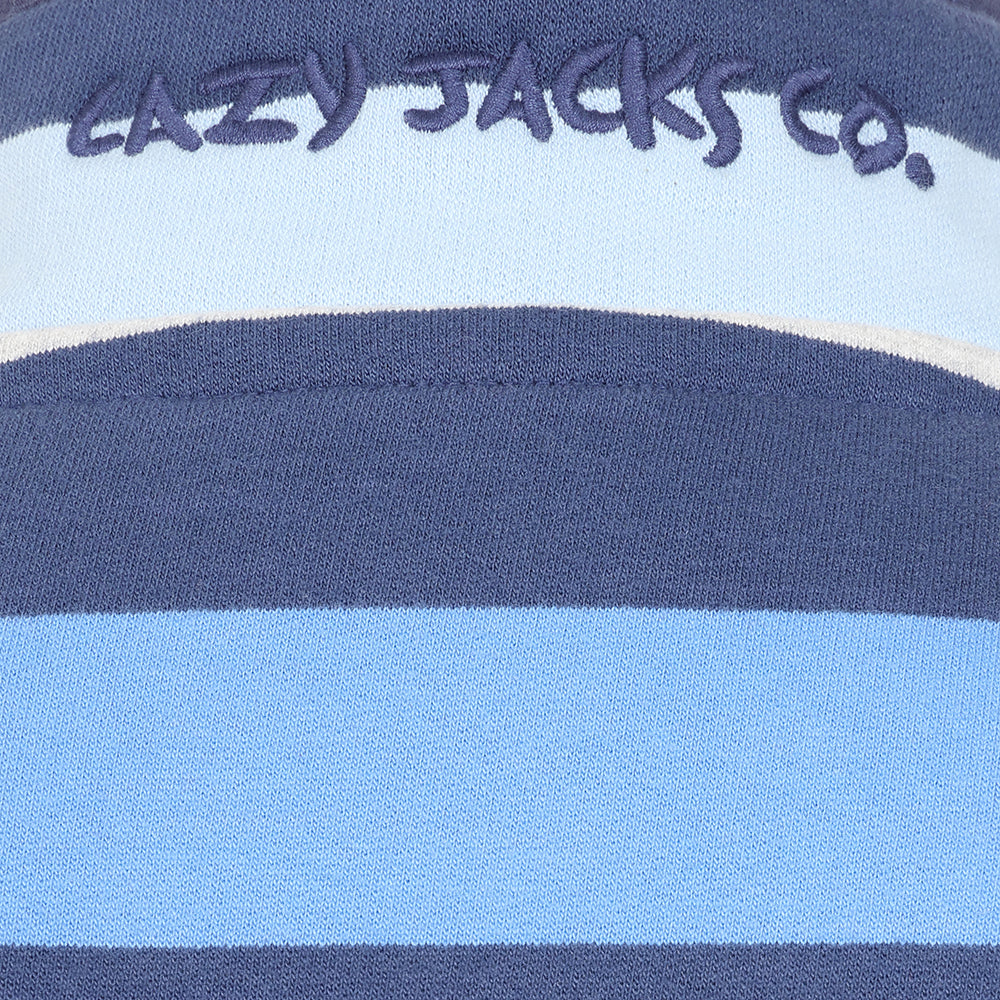 LJ6 - Striped Button Neck Sweatshirt - Winter Blues