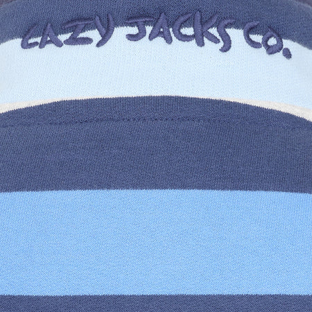 LJ6 - Striped Button Neck Sweatshirt - Winter Blues