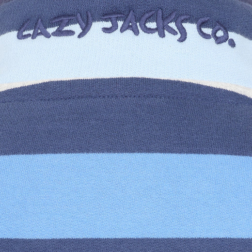 LJ6 - Striped Button Neck Sweatshirt - Winter Blues