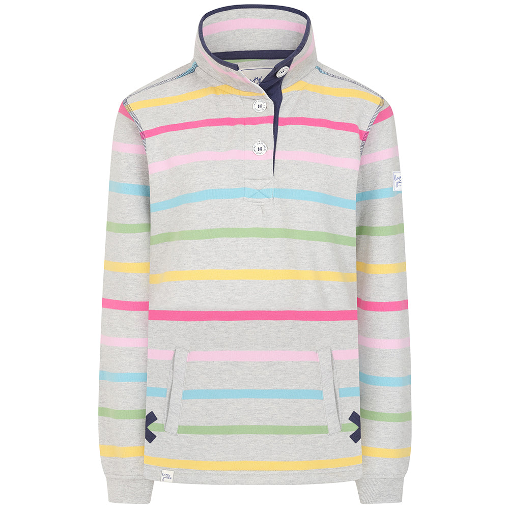 LJ6 - Striped Button Neck Sweatshirt - Winter Brights