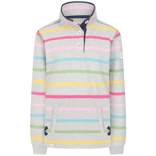 LJ6 - Striped Button Neck Sweatshirt - Winter Brights