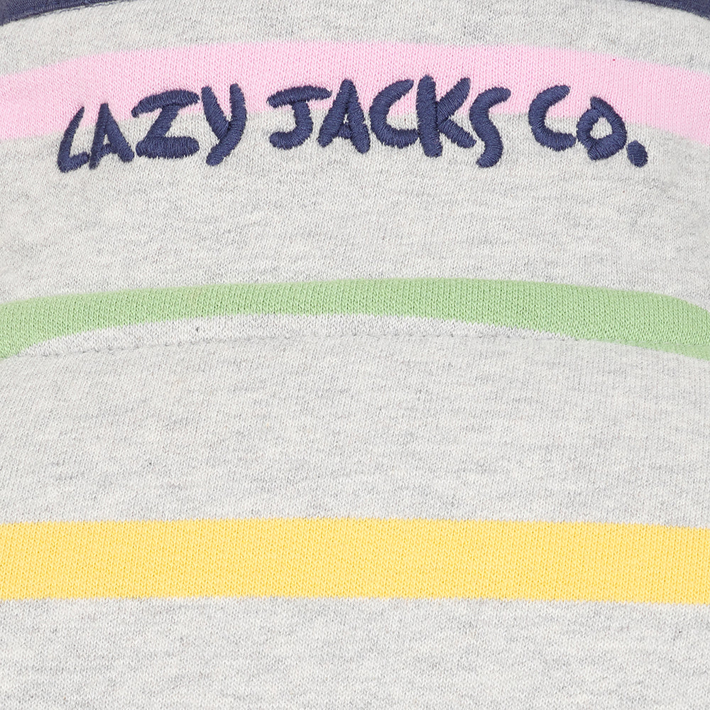 LJ6 - Striped Button Neck Sweatshirt - Winter Brights