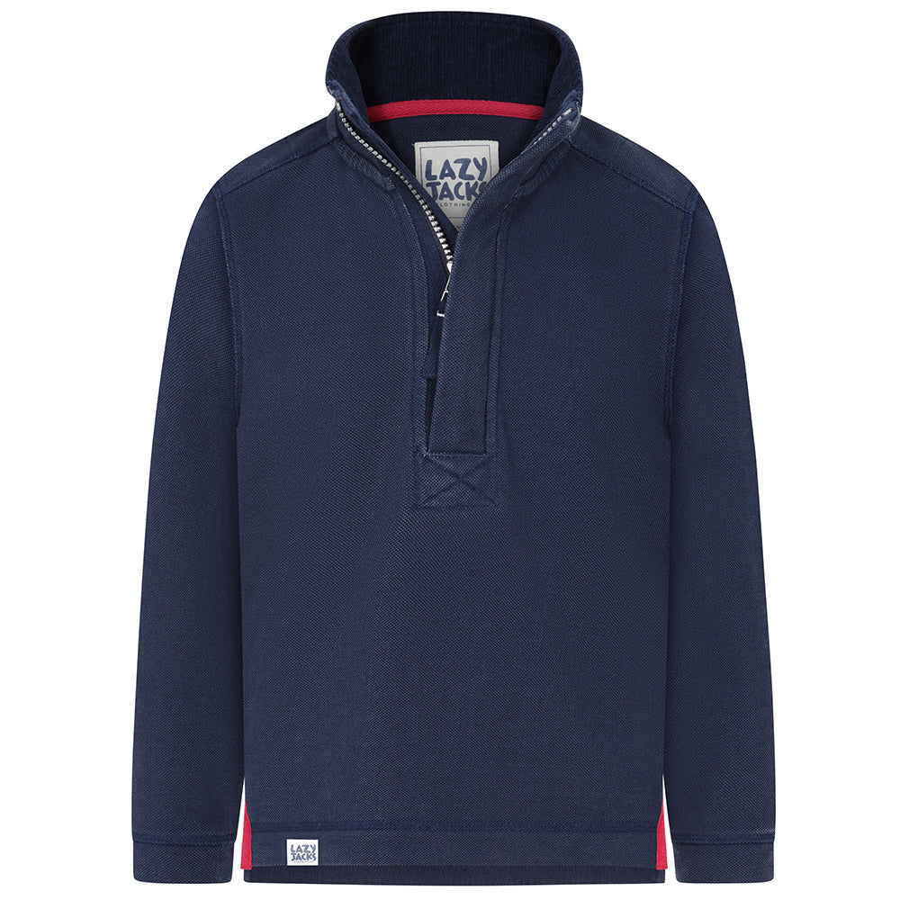 LJ700C - Boys 1/4 Zip Pique Sweatshirt - Marine
