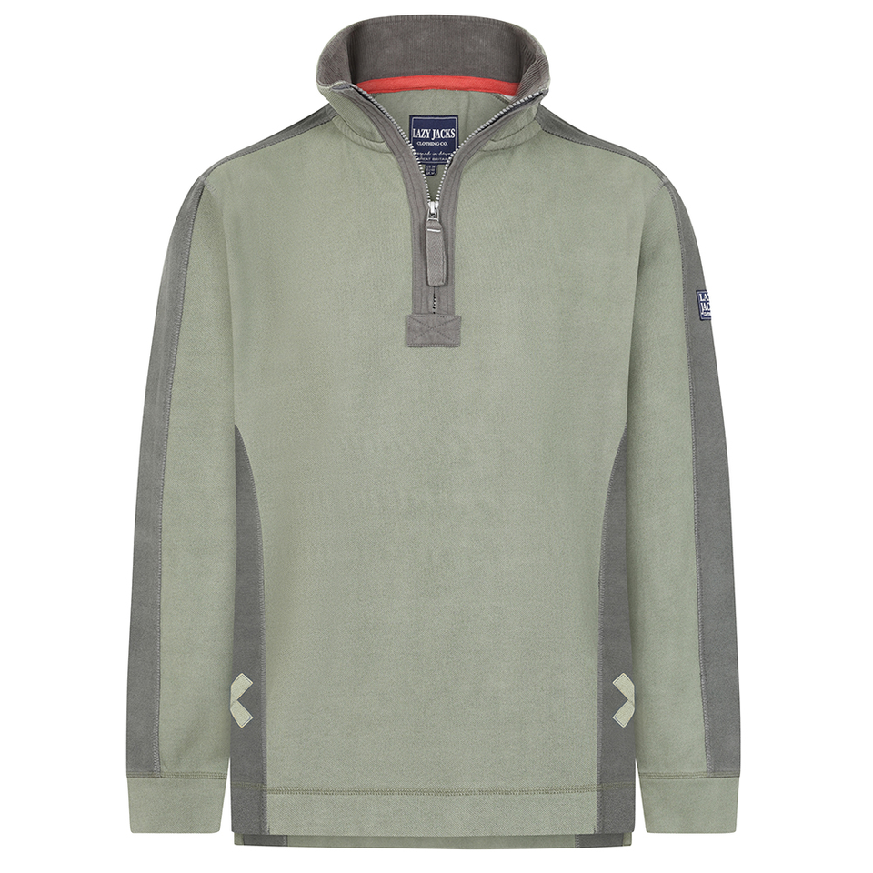 LJ705 - Pique Panel Sweatshirt - Khaki – Lazy Jacks