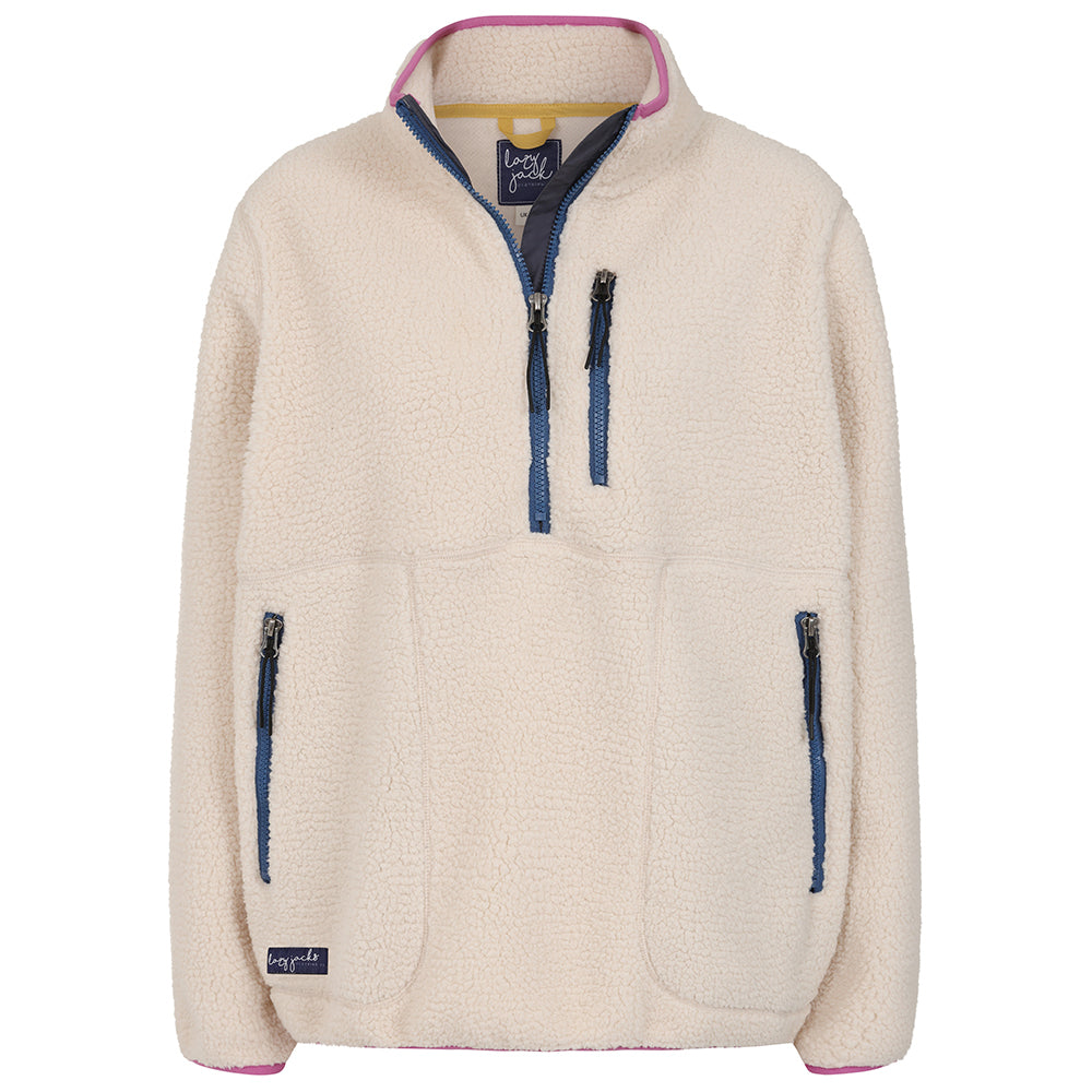 LJ800 - Ladies Half Zip Sherpa Fleece - Oatmeal