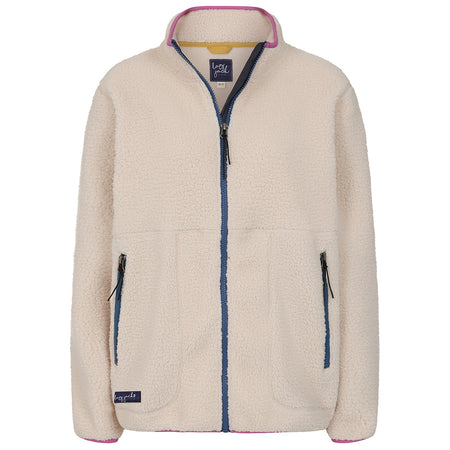 LJ801 - Ladies Full Zip Sherpa Fleece - Oatmeal Raspberry