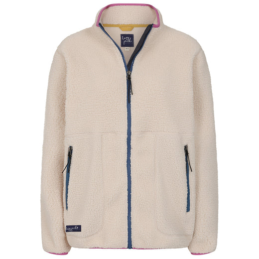 LJ801 - Ladies Full Zip Sherpa Fleece - Oatmeal Raspberry
