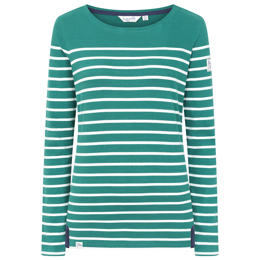 LJ97 - Long Sleeve Striped Breton Top - Emerald