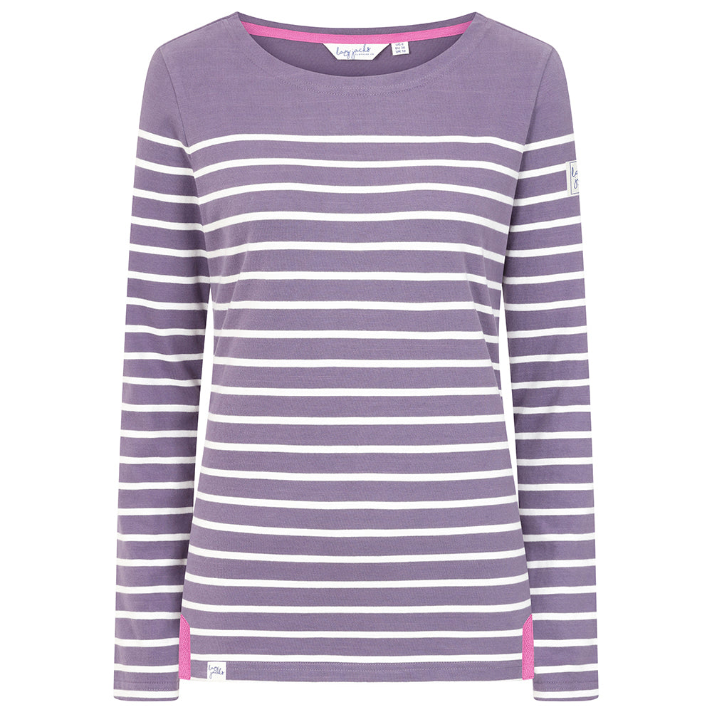 LJ97 - Long Sleeve Striped Breton Top - Mauve