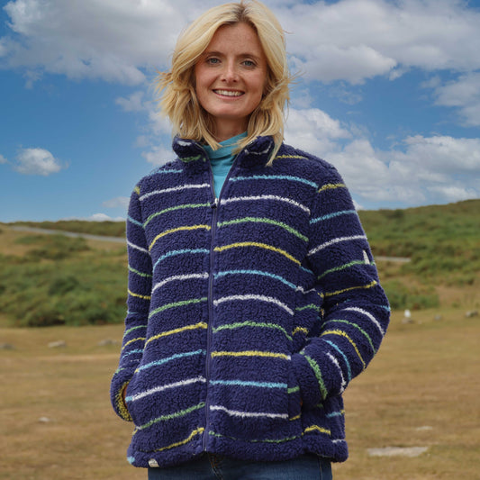 LJ157S - Striped Full Zip Snug - Winter Greens