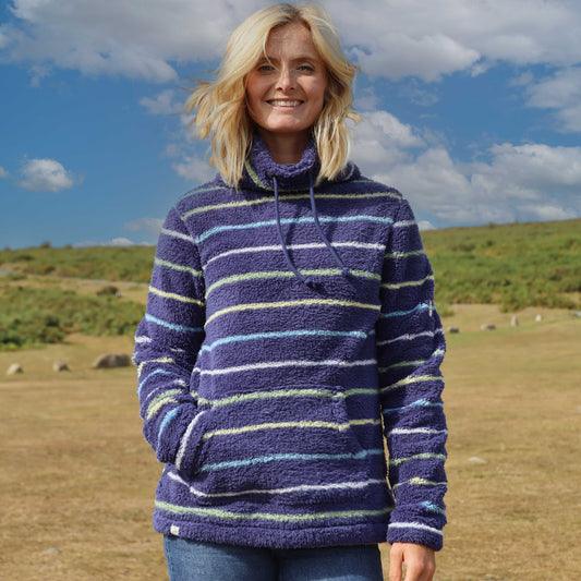 LJ30S - Striped Roll Neck Snug - Winter Greens