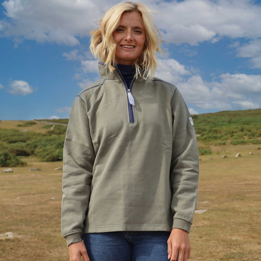 LJ3 - Ladies' 1/4 Zip Sweatshirt - Khaki