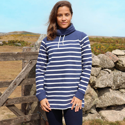 LJ20S - Striped Roll Neck Sweatshirt - Twilight