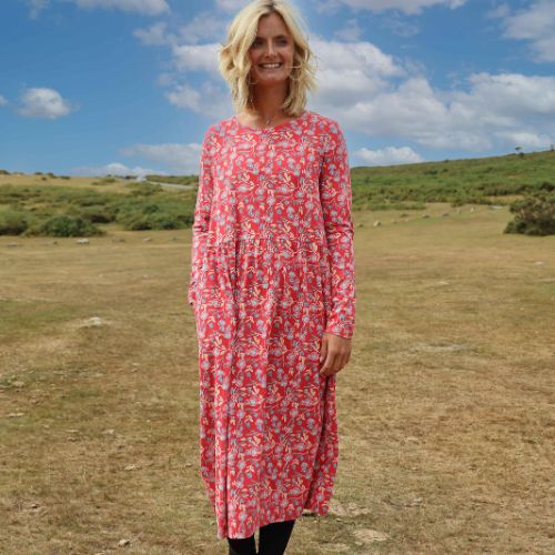 LJ534 - Printed Midi Dress - Garland Flowers