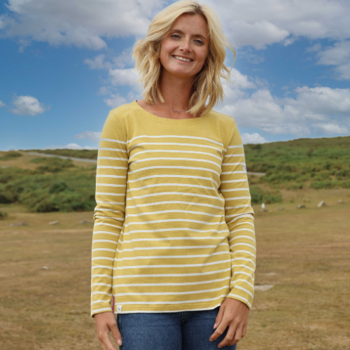 LJ97 - Long Sleeve Striped Breton - Heather