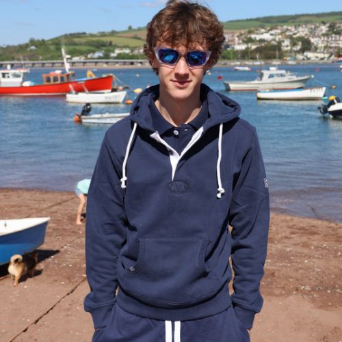 LJ34 - Men's Hooded Button Neck Sweatshirt - Marine