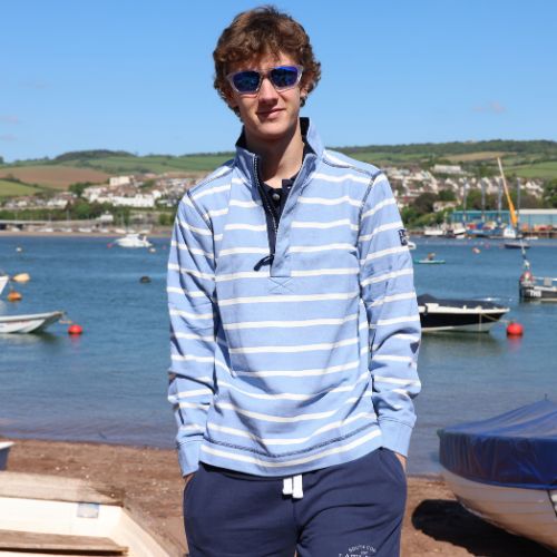LJ700S - Men's Pique Striped Sweatshirt - Sky