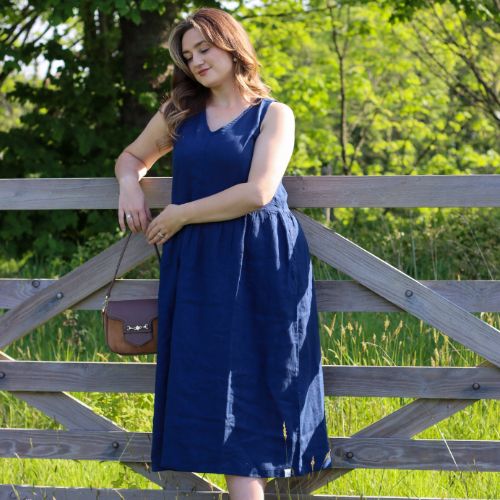 LJ526 - Long Linen Dress - Twilight