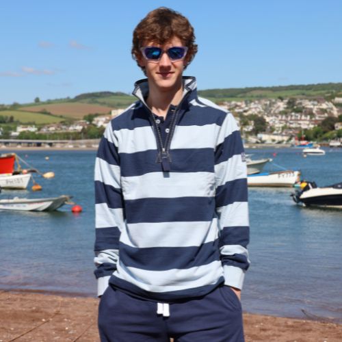 LJ39 - Mens Striped 1/4 Zip Sweatshirt - Sky