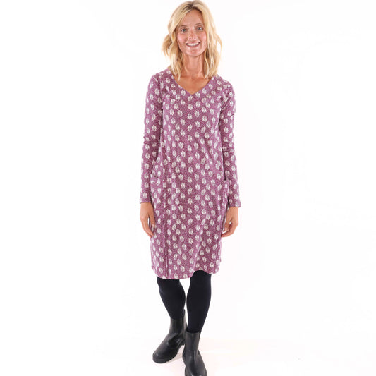 LJ224 - Printed Dress with Pockets - Leaves