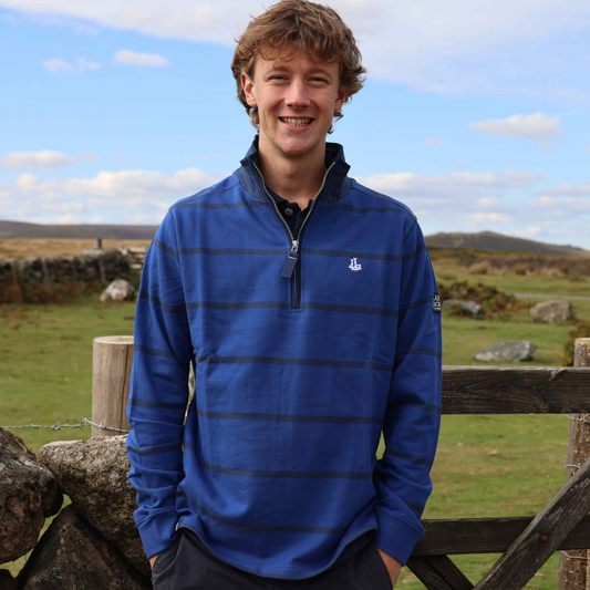 LJ51 - Mens Striped 1/4 Zip - Royal