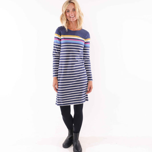 LJ239 - Striped T-Shirt Dress - Prism