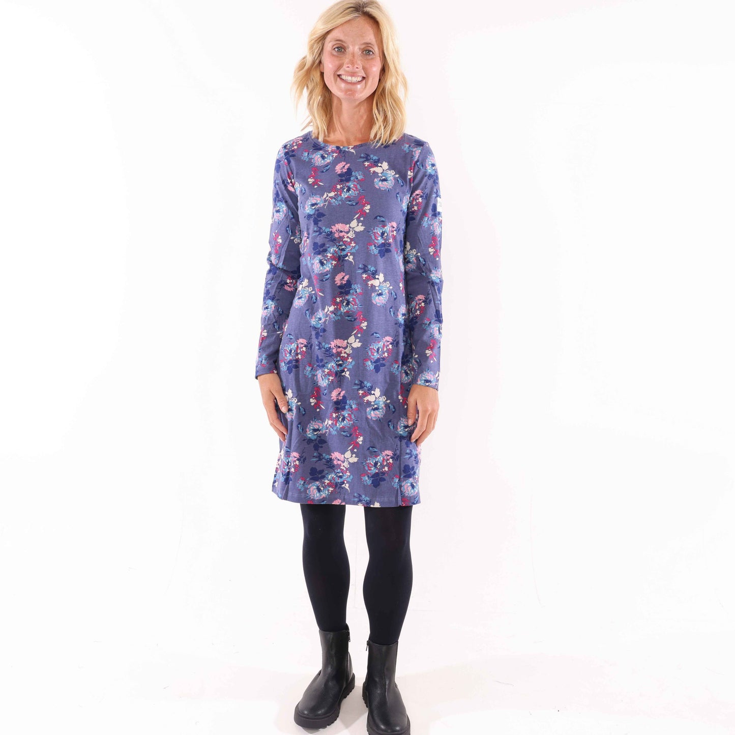 LJ239P - Long Sleeve Printed Dress - Fleur