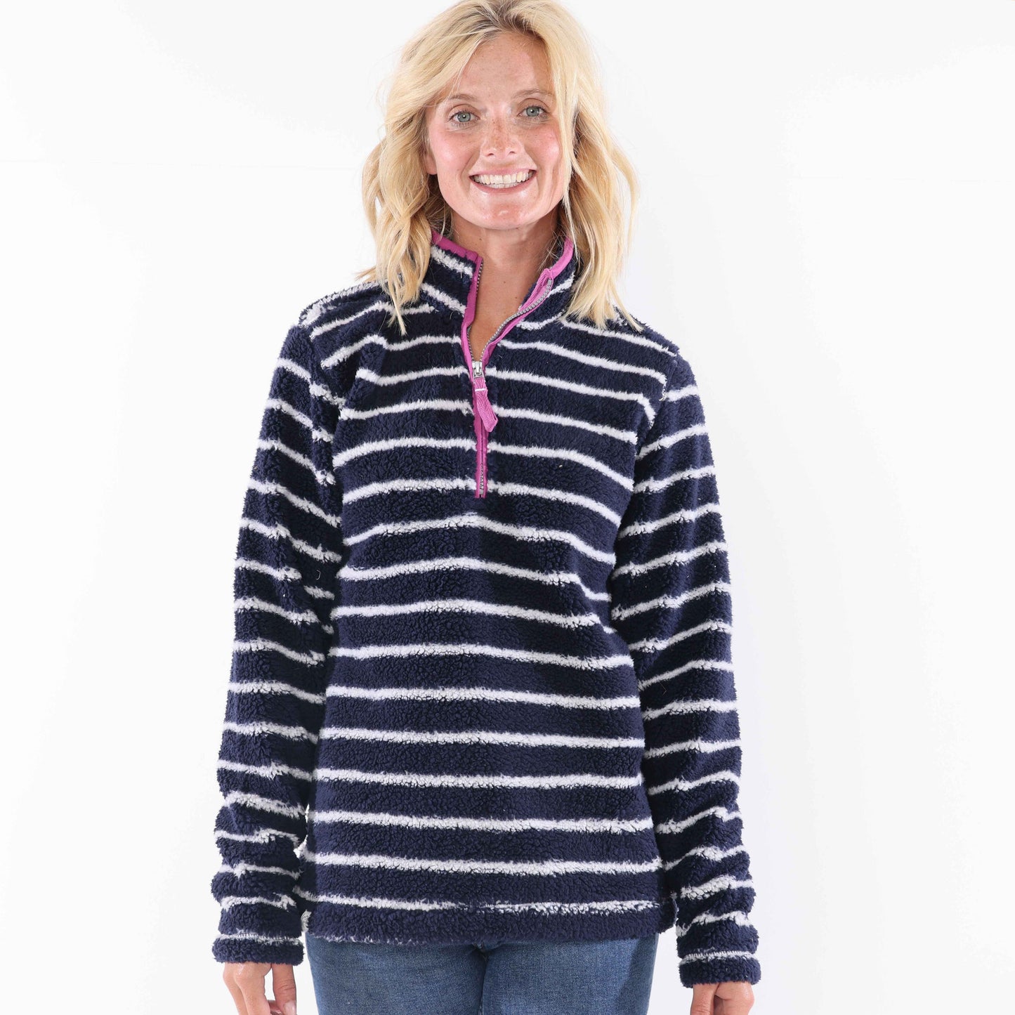 LJ86S - Striped 1/4 Zip Sweatshirt - Marine