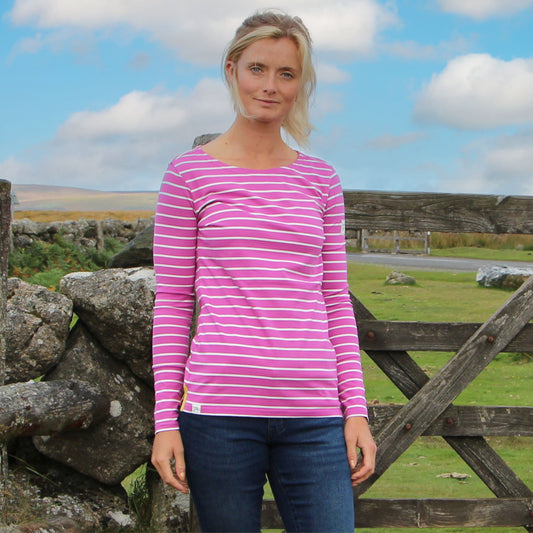 LJ97 - Striped Breton Top - Raspberry