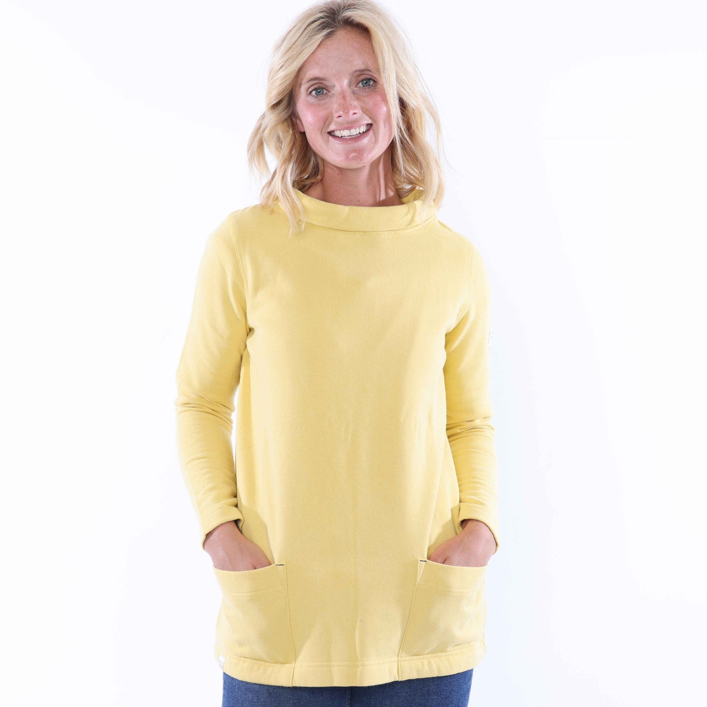 LJ94 - Plain Roll Neck Sweatshirt - Lemon