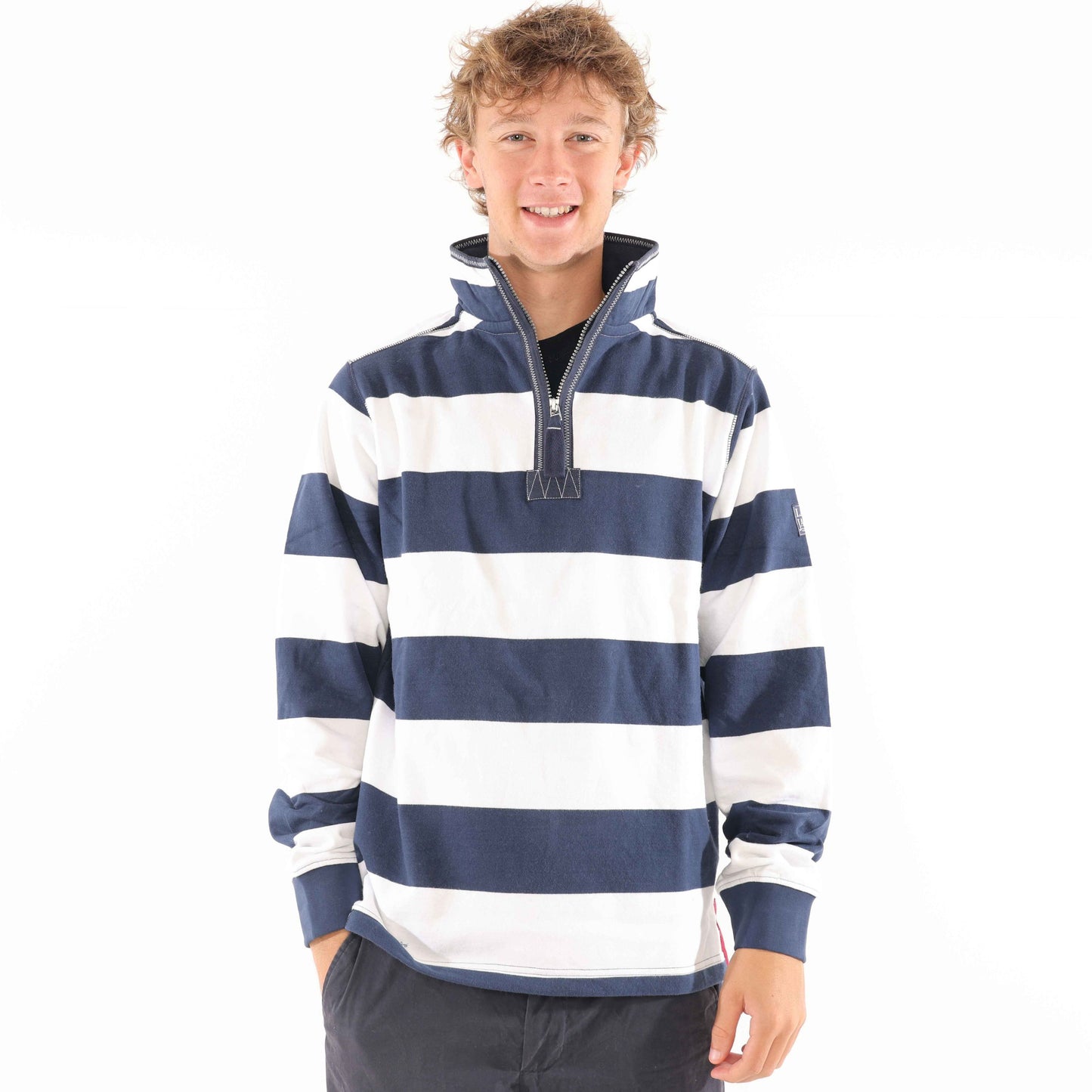 LJ51 - Striped Sweatshirt - Marine and White
