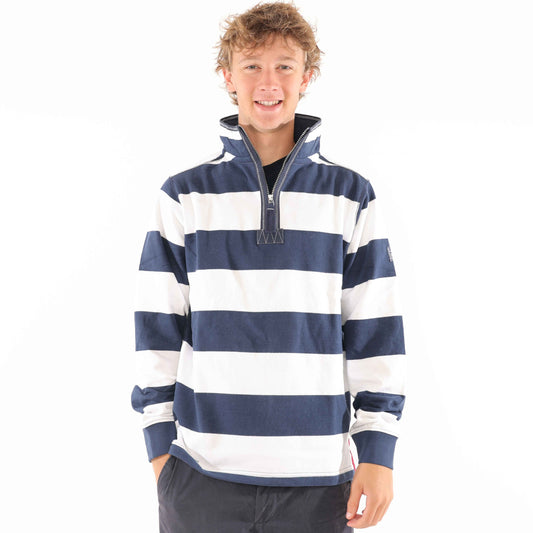 LJ51 - Striped Sweatshirt - Marine and White