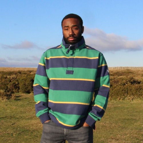 LJ39 - Mens Striped 1/4 Zip Sweatshirt - Fern