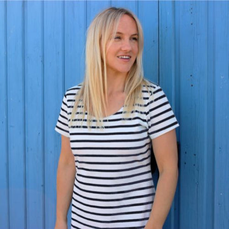 LJ115 - Ladies Striped T-Shirt Dress - Marine