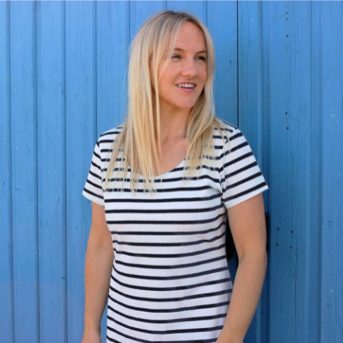 LJ115 - Ladies Striped T-Shirt Dress - Marine