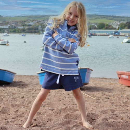 LJ301SC - Girls Pique Striped Sweatshirt - Sky