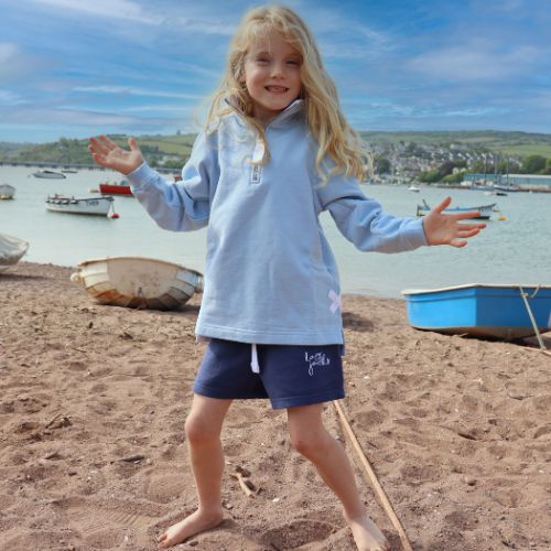 LJ3C - Girl's 1/4 Zip Sweatshirt - Sky