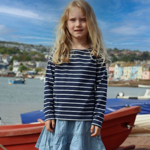 LJ97C - Girl's Long Sleeve Breton Top - Marine