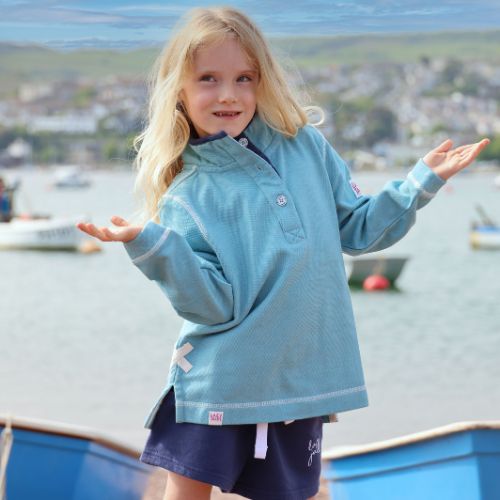 LJ301C - Girls Pique Button Neck Sweatshirt - Spearmint