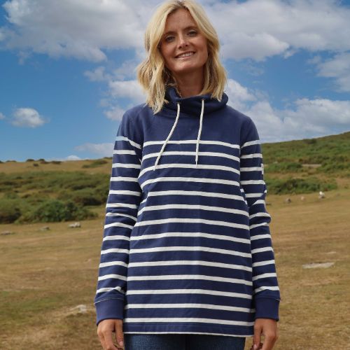 LJ20S - Striped Roll Neck Sweatshirt - Twilight