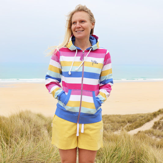 LJ101S - Ladies Striped Full Zip Hoody - Multi