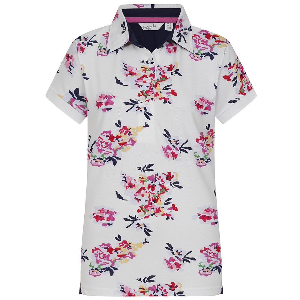 LJ12P - Printed Polo Top - Wildflower White