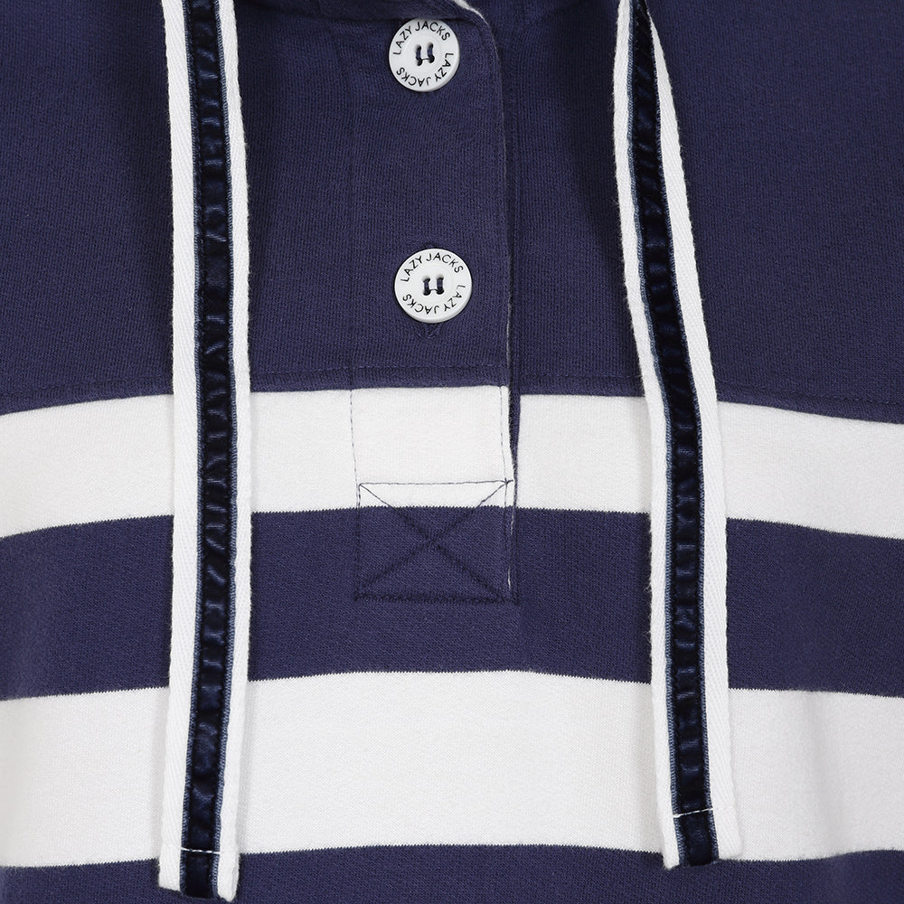 LJ6 - Striped Button Neck Sweatshirt - Twilight