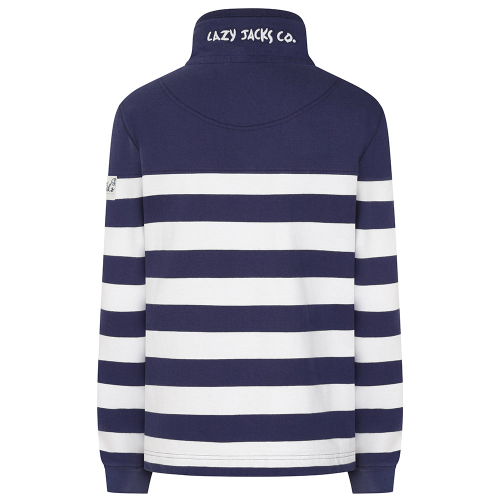 LJ6 - Striped Button Neck Sweatshirt - Twilight